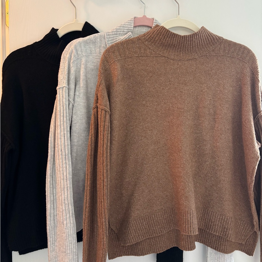 SO Black and Gray Cowl Turtleneck Sweaters
